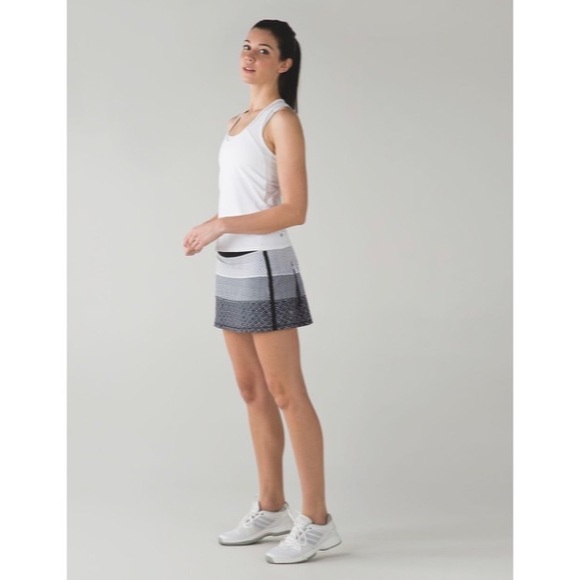 Lululemon Pace Rival Skirt II (Tall) Dottie Eyelet White Black / Mish Mesh